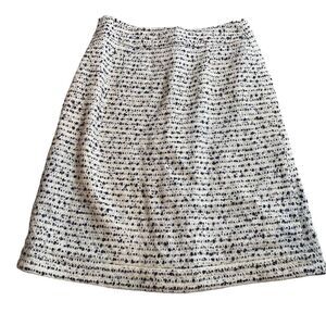 Tory‎ Burch Size 4 Wool Tweed Pencil Skirt Beige Black Preppy Old Money Natural